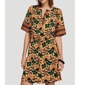 Scotch and Soda Boho Floral Mini Dress Drawstring Waist Festival Vacation XS